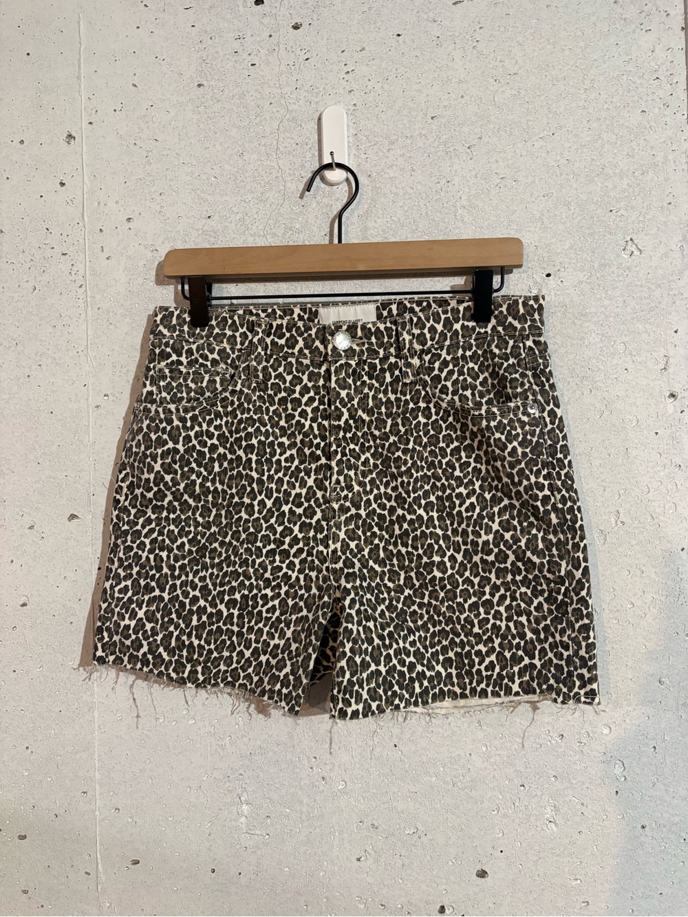 Current/Elliott Leopard Print High Waist Denim Cutoff Shorts | Size: 29